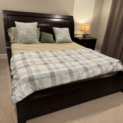 Macy’s Dark Wood king Bed Frame, dresser and Nightstand