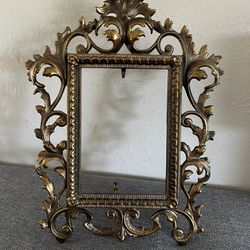 Vintage Brass Ornate Picture Frame Holder 