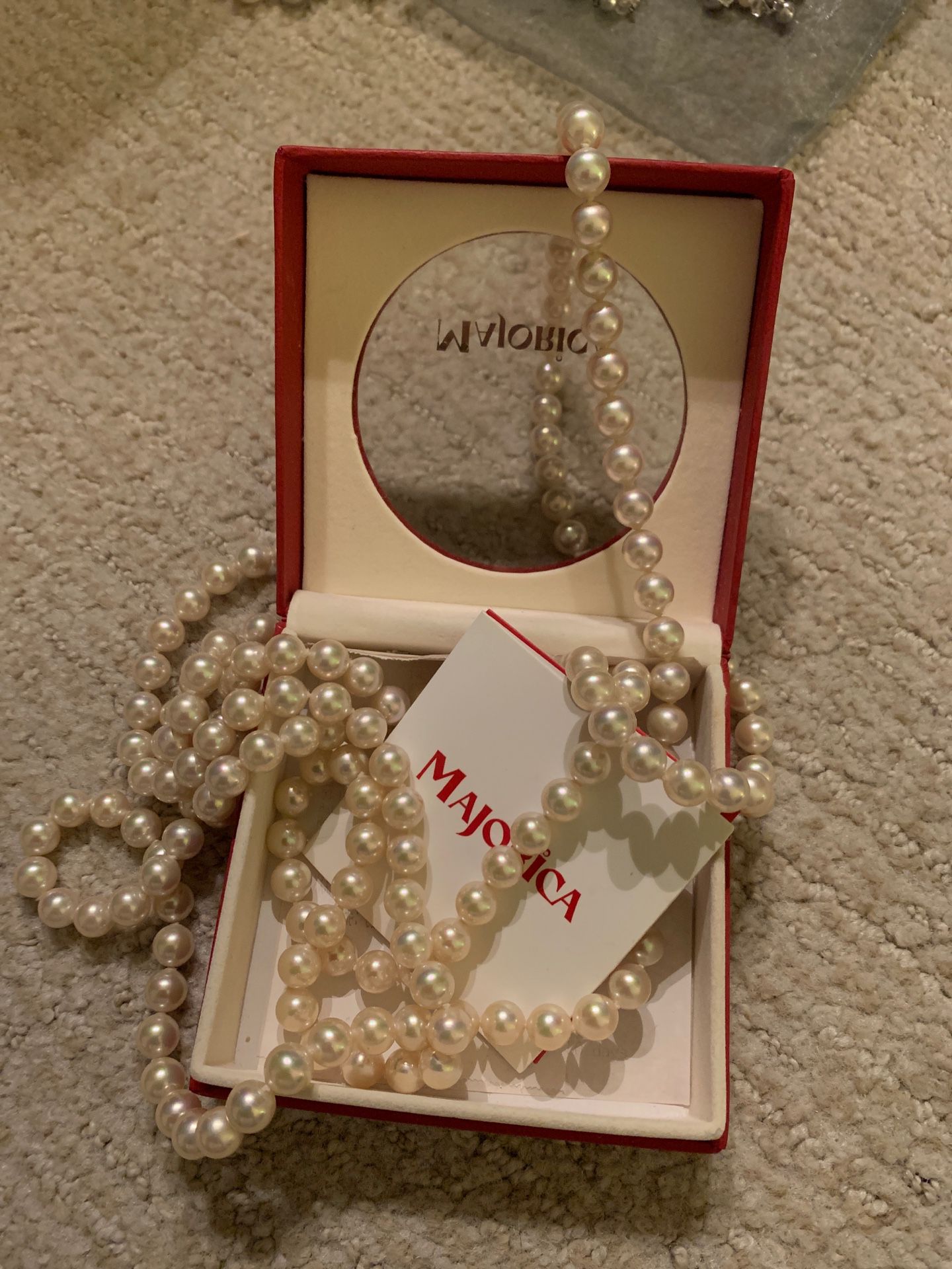 Majorica long pearl necklace