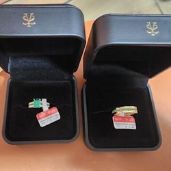 Emerald And Gold wedding/Engagement Ring Set