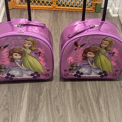 ( 2 ) Disney Store Princess Sofia and Amber Rolling Luggage