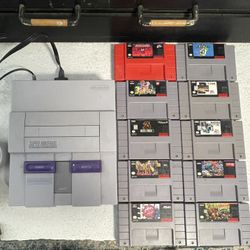 Super Nintendo SNES Bundle - 10 Games , 2 Controllers - Tested & Working