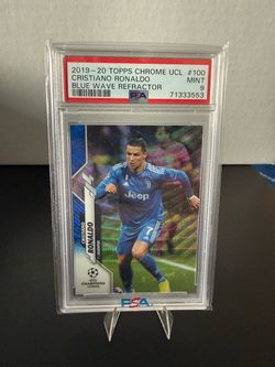 2019-20 Topps Chrome UCL Ronaldo Blue Wave Refractor 63/75 PSA 9