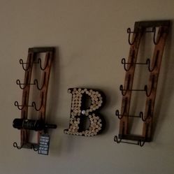Rustic Wooden Wine Rack Set – Upcycled Barrel Staves, Wall Mounted, Holds 10 Bottles