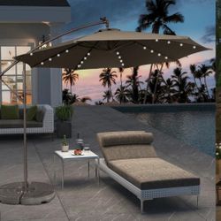 120'' Lighted Tilt Cantilever Outdoor Umbrella