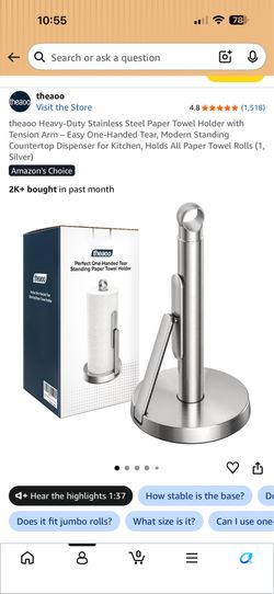 theaoo Heavy-Duty Stainless Steel Paper Towel Holder