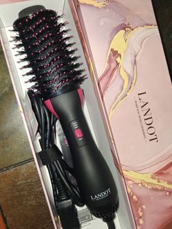 Blowout Hair Dryer Brush by Landot,  black/pink