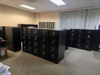 $100 each Black Metal 4-Drawer Vertical Filing Cabinets