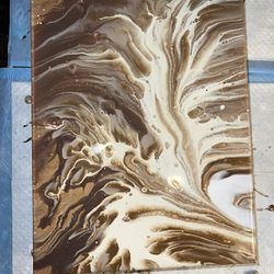 12x16  "Caramel Splash" Abstract Wall Art On Canvas (Brand New) 