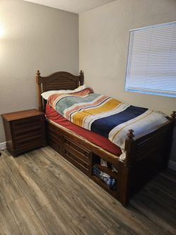 Captain Bed With Night Satnd And Desk Bookshelf 
