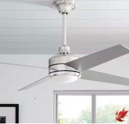 Home Decorators Collection Mercer 52 in. Integrated LED Indoor Brushed Nickel Ceiling Fan with Light Kit and Remote Control