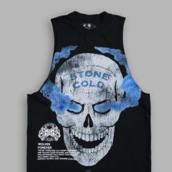 Stone Cold "Tommy" Muscle Tee in Black/ Blue