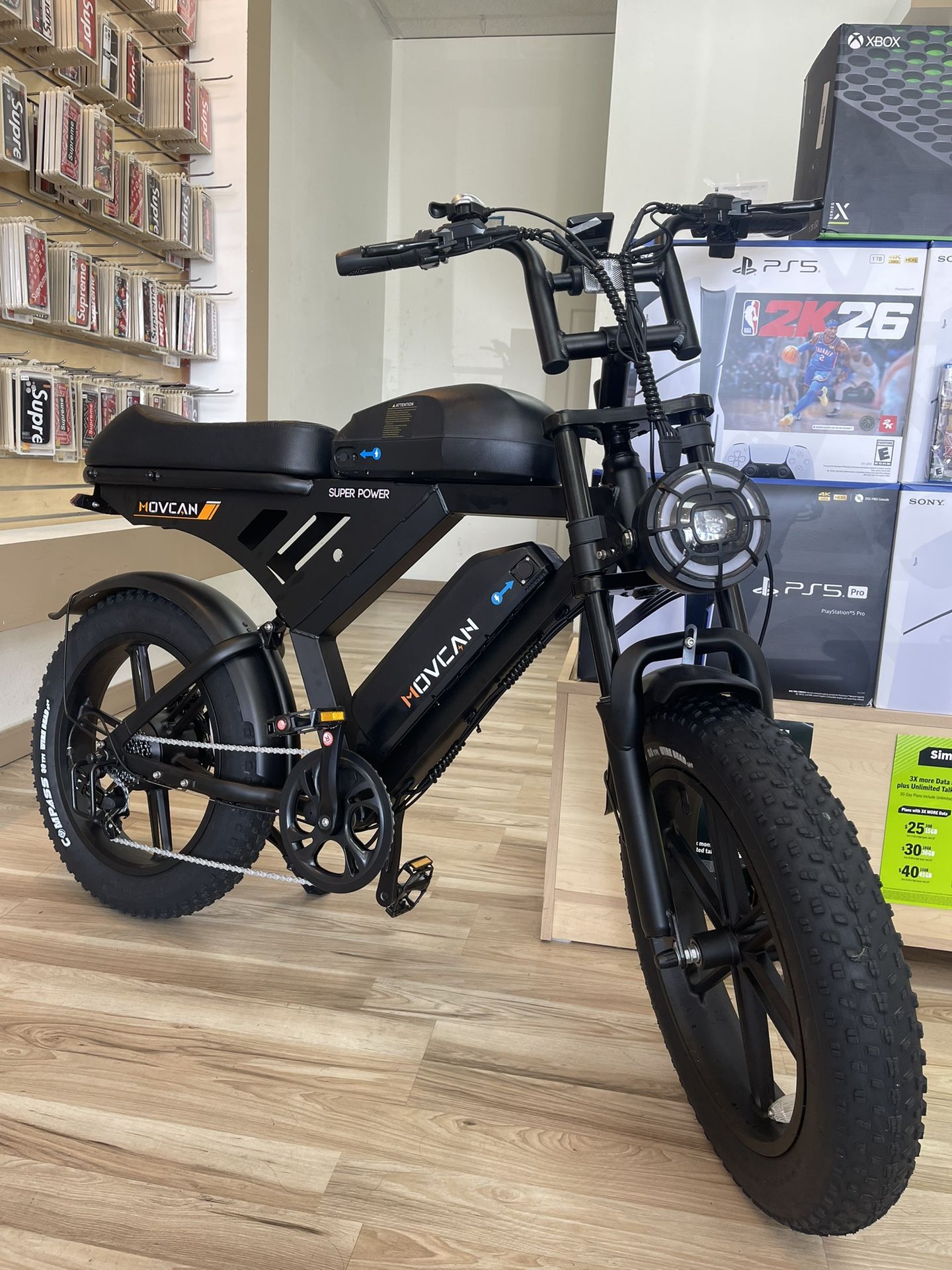 Super Movcan 120-Miles Range! Fat Tire Cruiser Electric Bike! Brand New Ebike! Finance It Today No Credit Needed! $50 Down Payment To Take It! 