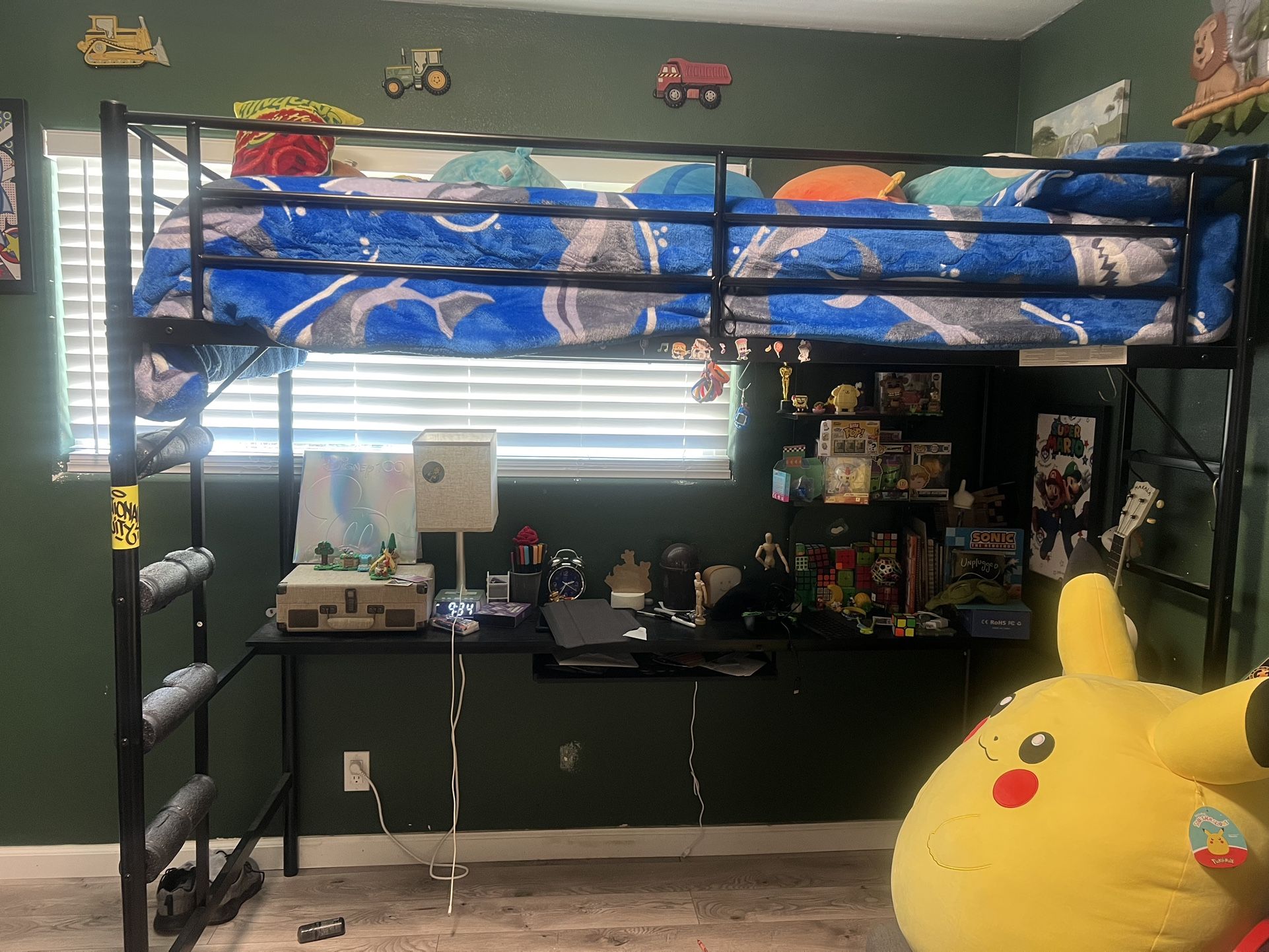 Twin Bunk Bed (frame) With Desk And Shelves