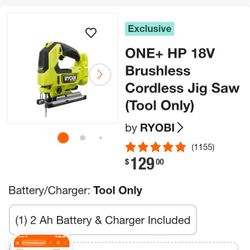 Ryobi One Plus 18 V Jig Saw (Tool Only) Brand New 