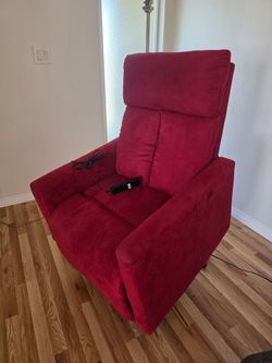 Red upholstered lifting chair
