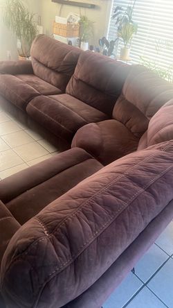 Brown Microfiber Reclining Sofa Set