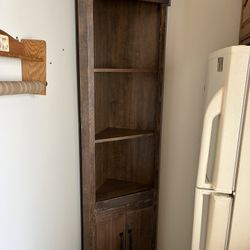 Farmhouse Rustic Corner Hutch Cabinet With 2 Doors. 