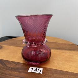 VNTG Pilgrim 6” Cranberry Vase 1980’s