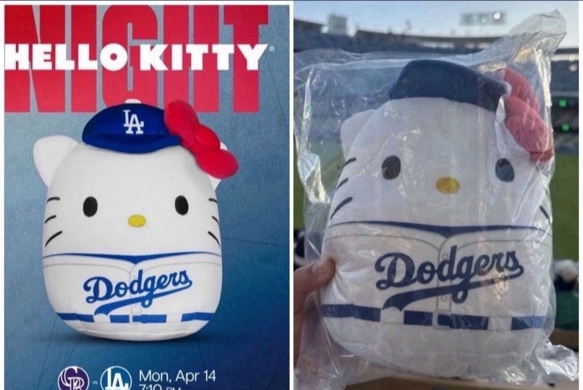 Dodgers Hello Kitty Squishmallow Plush SGA April 2025