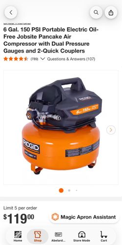 Ridgid 6 gallon air compressor