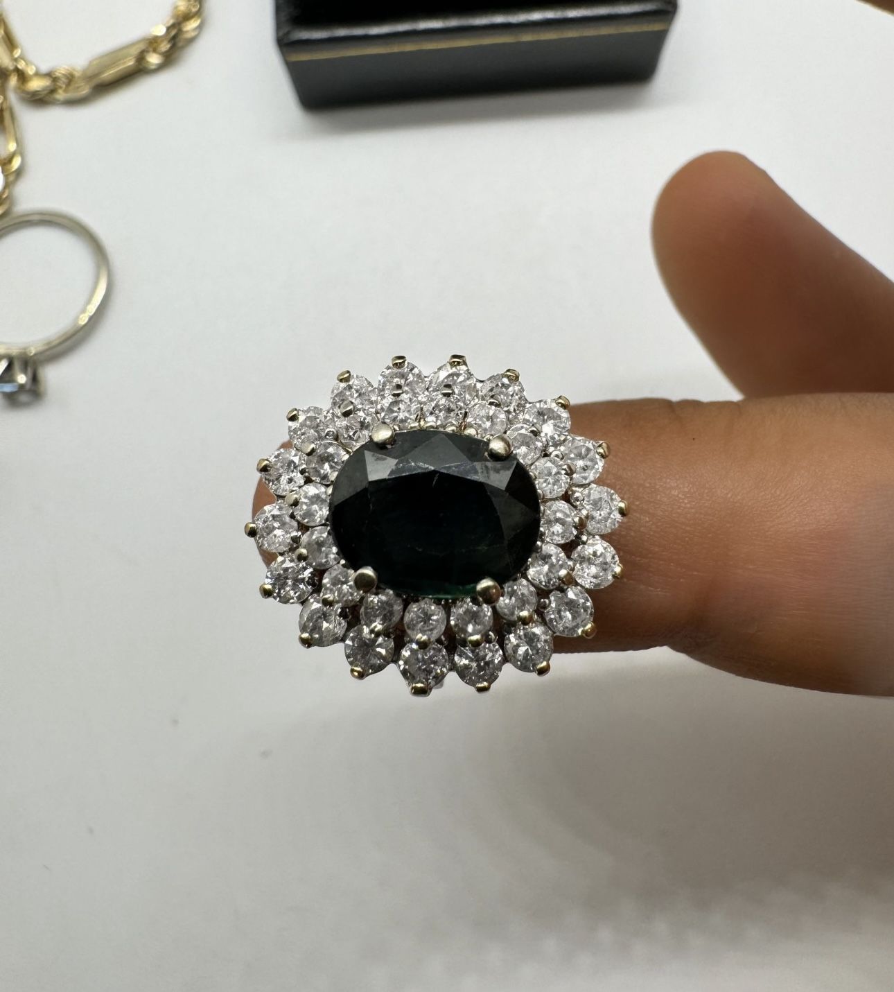 Ladies Blue Sapphire Diamond Ring
