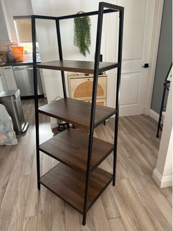 Metal and Walnut Ladder Bookshelves