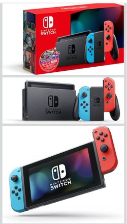 Nintendo Switch Console Neon Red & Blue Joy-Cons + Dock Tested Works Great