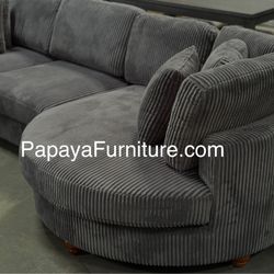 New 125” Sectional Sofa With LARGE chaise Modern Furniture Ashley Style Designer Minimalist Sofa Dark Grey