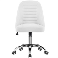 Mid Back PU Leather Armless Desk Office Chair,white