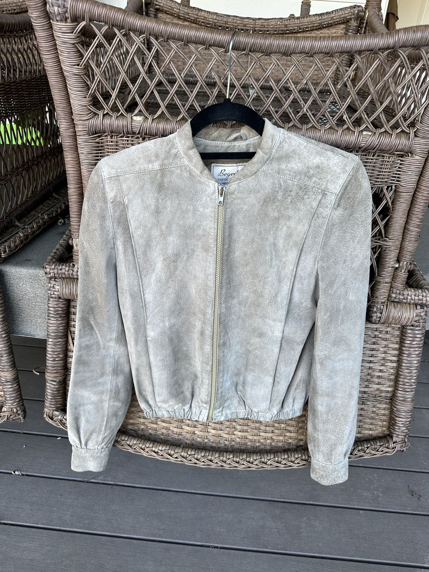 Beged-Or Women Suede Retro Bomber Jacket