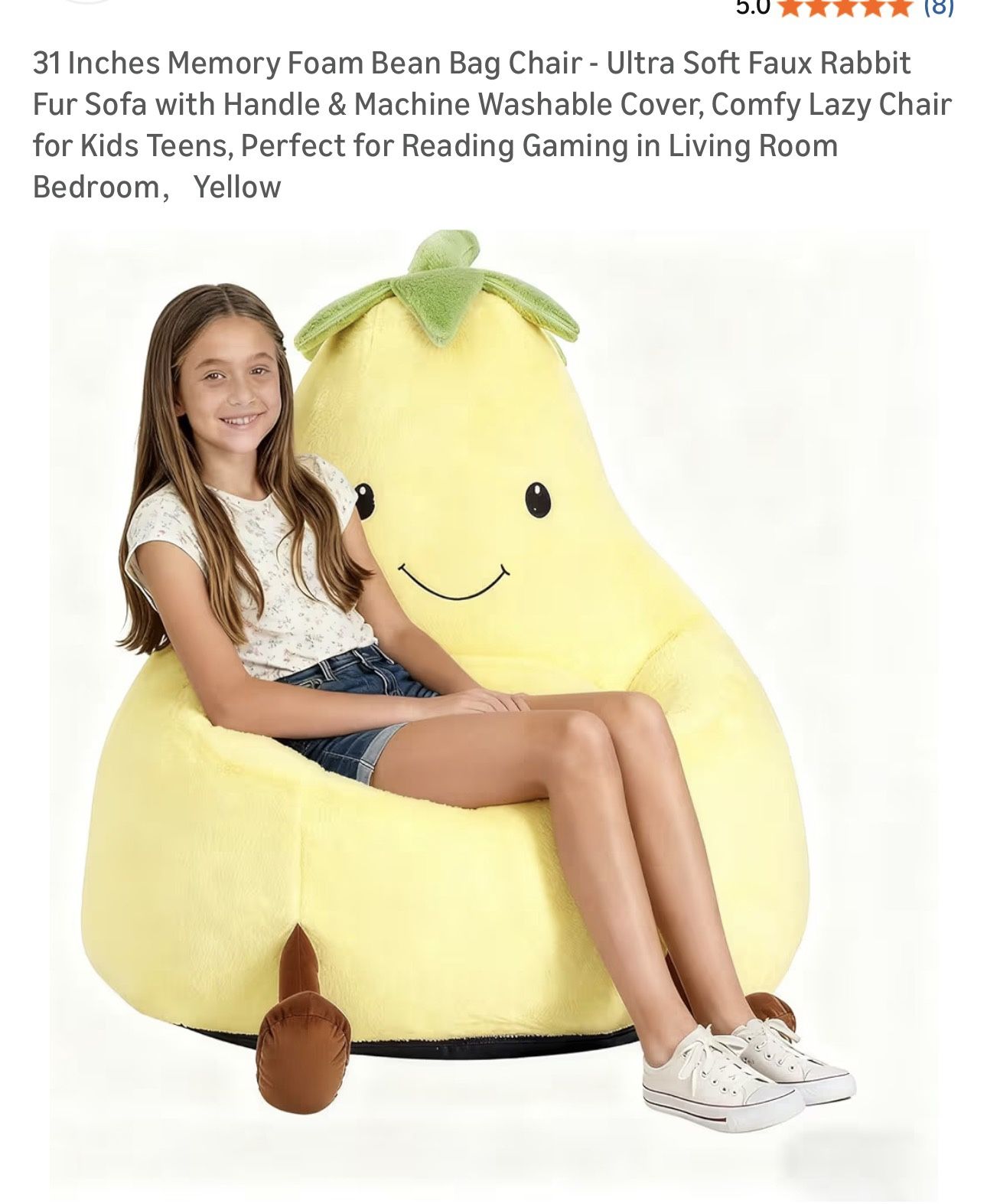 Bean Bag Chair for Kids, Toddler Reading Comfy Sofa with Washable Soft Faux Rabbit Plush Cover, Kids Eggplant Bean Bag Chair for Bedroom, Playroom Liv