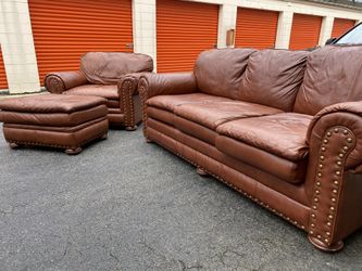 Genuine leather couch set with sleeper