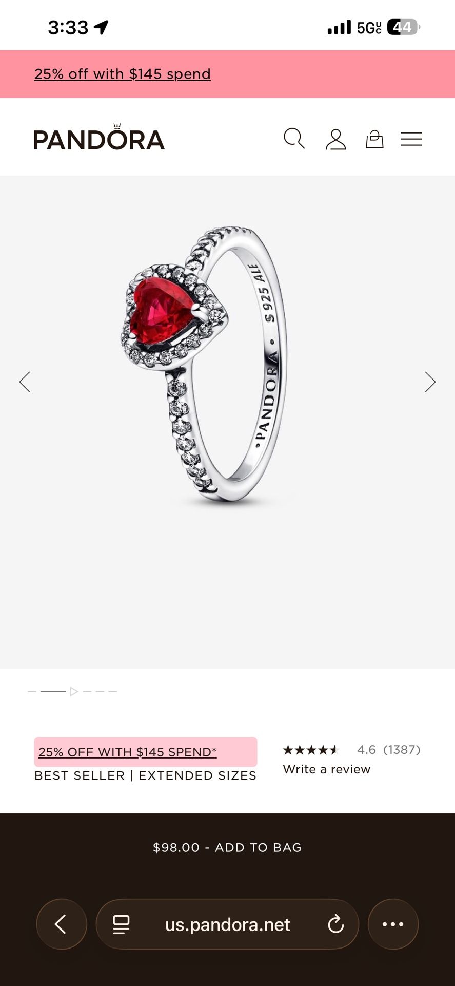 Pandora Elevated Heart