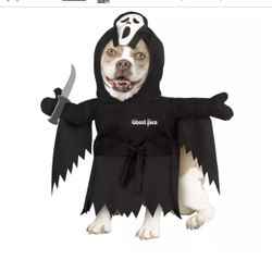 Ghost face XL dog costume,