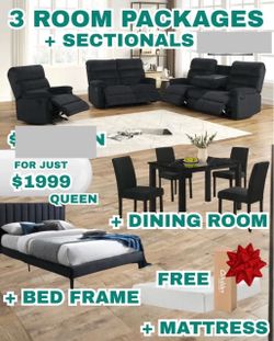 NEW 3 ROOM PACKAGE DEAL- BED MATTRESS DINING ROOM SOFA SET AND FREE DELIVERY PAY ON ARRIVAL