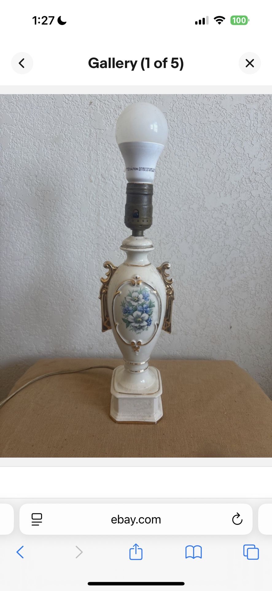 Vintage Porcelain Boudoir Table Lamp