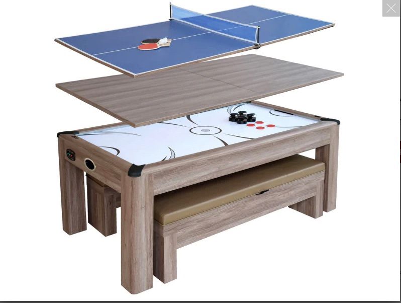 Driftwood Hathaway 7ft Air Hockey Combo Set Ping Pong w/ Benches BG1137HB, BG1137HA -New in box -No Issues -Needs Assembly -Delivery Available Produ