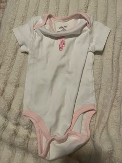 Little Me Baby Girl Short-Sleeve Bodysuit Size 6 Months (White/Pink Ballet Slippers)