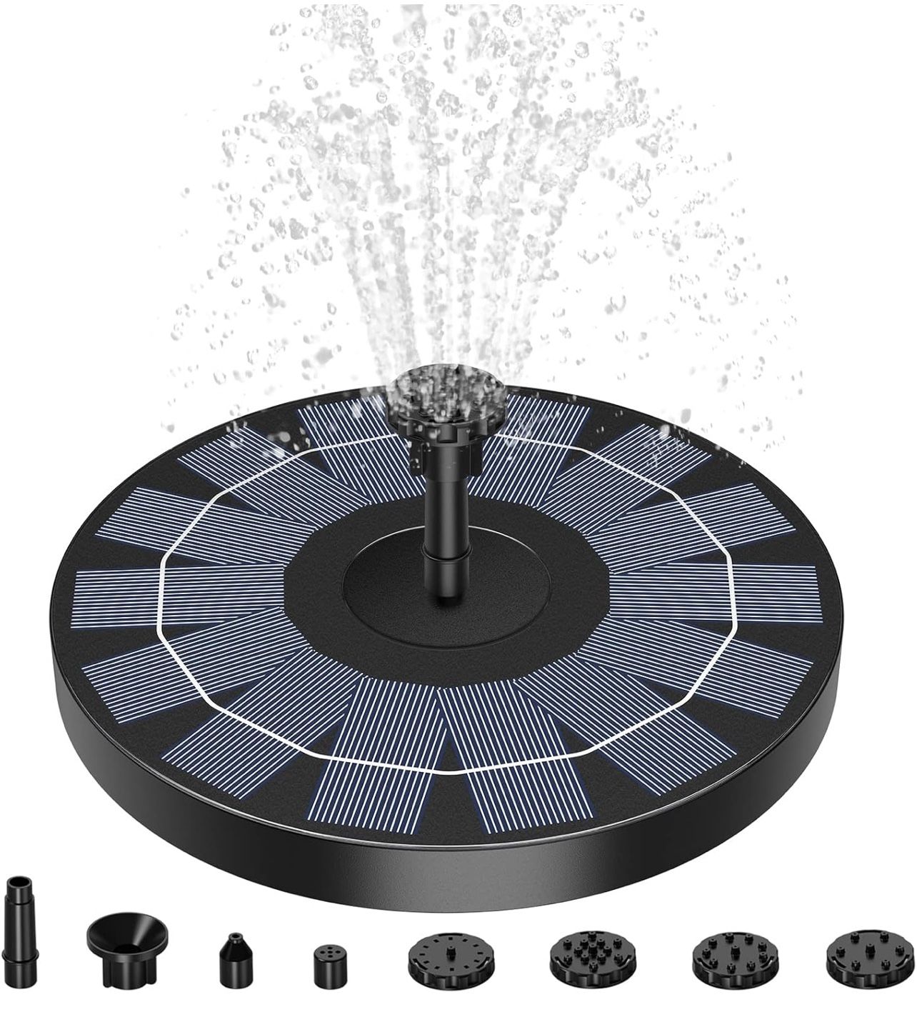 Solar Fountain Pump 2.5W Bird Bath Fountain Solar Powered Water Fountain with 8 Nozzle & 4 Fixer, Solar Fountain Pump for Bird Bath, Garden, Pond, Poo
