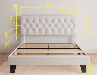 🛏️ Twin Size Upholstered Platform Bed – Brand New