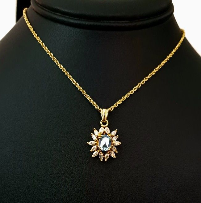 Faceted Blue Stone Necklace