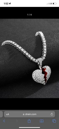 Men Rhinestone Heart Pendant 