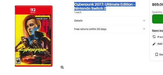 Cyberpunk 2077: Ultimate Edition - Nintendo Switch 2