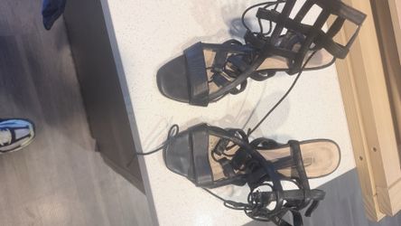 Zara Woman Black Leather Gladiator Sandals