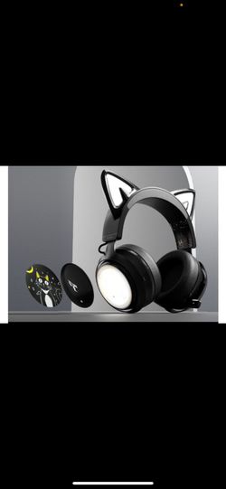 SOMIC GS510 Gaming Headset, Cat Ear Headset PC Gaming Headphones with Retractable Mic Noise Cancelling, Stereo Sound, DIY Face Covers for PC, PS4, PS5