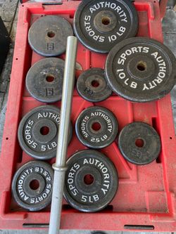 Cast Iron 50 lb total Weight Plates Set with Bar