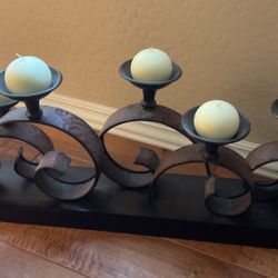 Dark Brown Metal Candle Holder