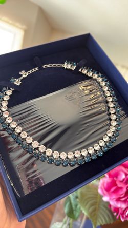 Swarovski Blue & White Crystals Choker Necklace