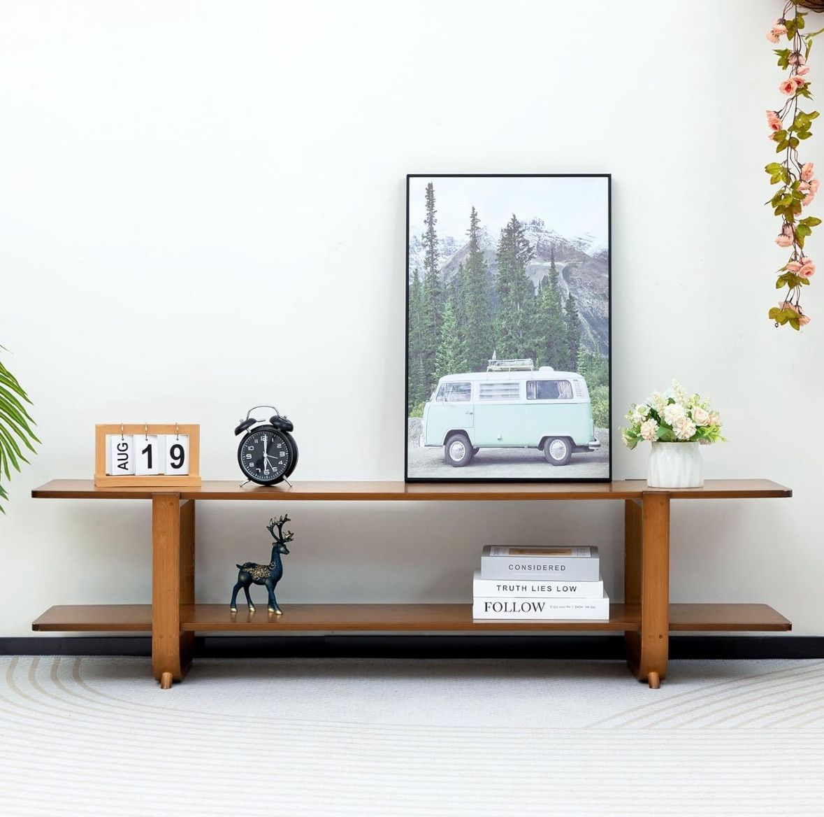 55" Natural Bamboo TV Stand- Walnut Finish